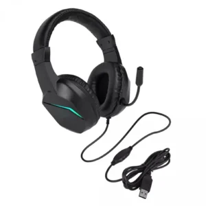 USB Wired Gaming Headset with LED Light Over-Ear Headphones for PC Laptop with Noise-Cancelling Mic 40mm Driver for Immersive
