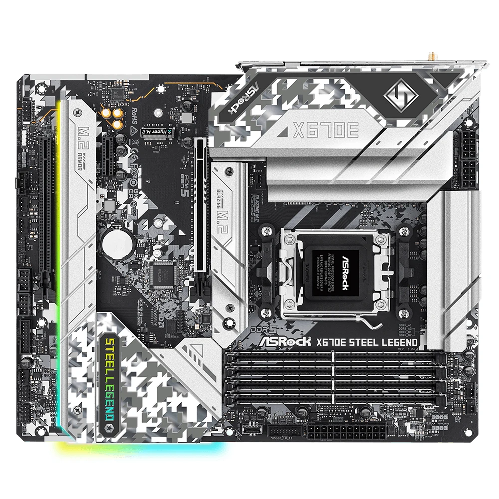 ASROCK X670E STEEL LEGEND AMD AM5 DDR5 motherboard X670 CPU Ryzen 7 7800X3D 9 7950X3D 7900X3D 5 7600X 9600X PCIe 5.0 M.2 ATX