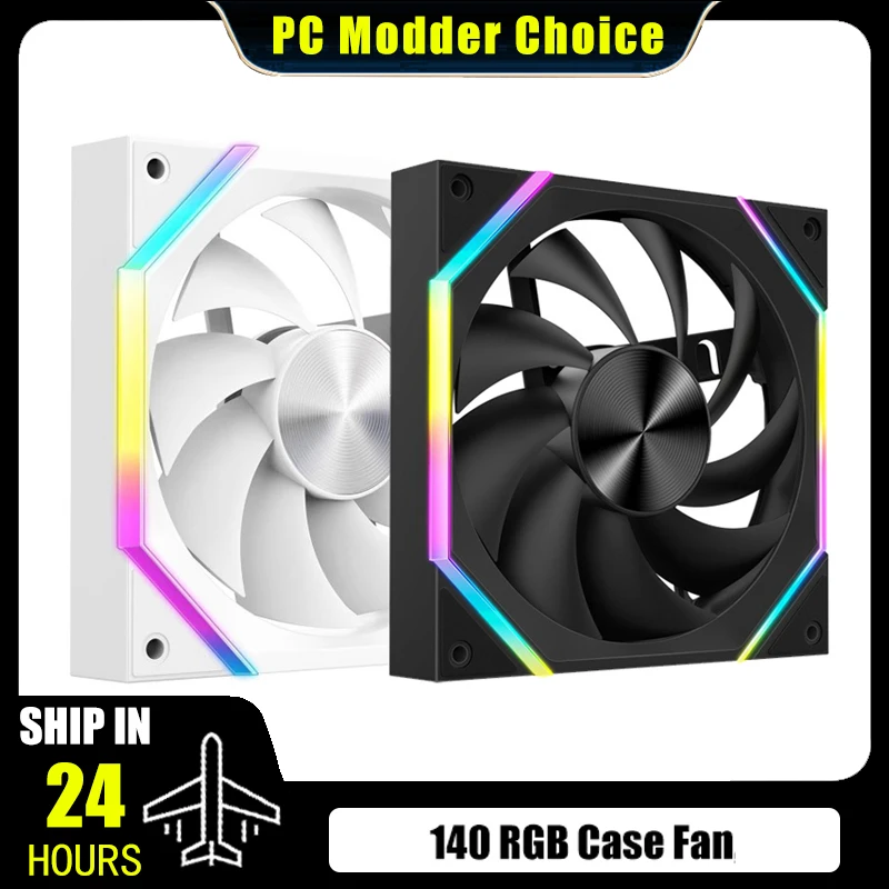 140 Case Fan ARGB, Silent 6-30dBa 89CFM Big Airflow, 14CM PC Cabinet 14025 Cooler Support Mobo 5V ARGB SYNC, Reverse Or Forward