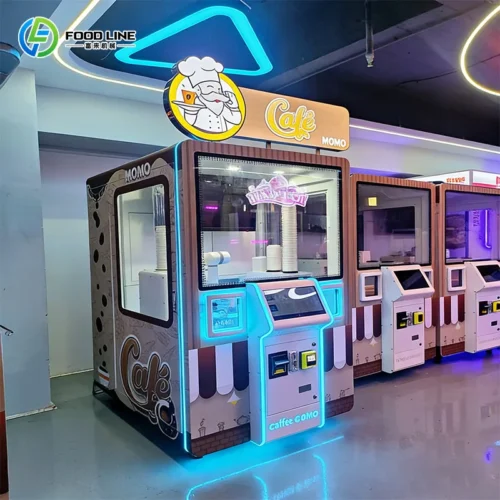 Customized Unmanned Automatic Coffee Machine With Robot Arm Touch Screen Coffee Art Robot Vending Machine