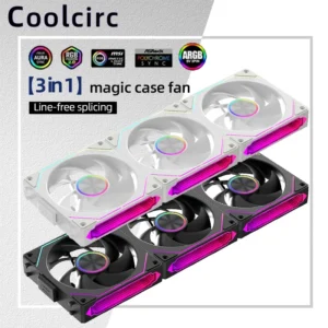Coolcirc DL-2 120mm ARGB Cooling Fan Modular Wireless Stackable Splicing 800-2000RPM PWM Silent for Gaming PC Case Water Cooler