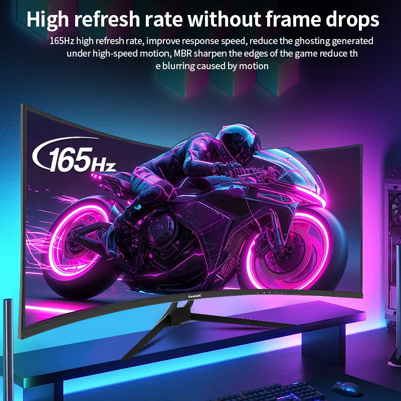 Gawfolk 34 Inch Ultrawide Curved Gaming Monitor, 1500R PC Screen 165hz UWQHD 4K, Curved Computer Screen with FreeSync, Support W