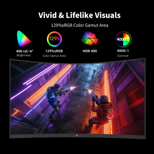 KTC H27S5C 27" Curved Gaming Monitor, 1440P QHD 144Hz 120Hz Monitor 1500R HVA Panel, HDR400, Adaptive Sync, 400nits