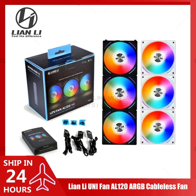 Lian Li UNI Fan AL120 ARGB Cableless Fan Support L-Connect 3 PWM Silent Low Noise High RPM MB SYNC/Controller, V1 Triple Pack