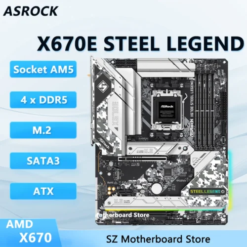 ASROCK X670E STEEL LEGEND AMD AM5 DDR5 motherboard X670 CPU Ryzen 7 7800X3D 9 7950X3D 7900X3D 5 7600X 9600X PCIe 5.0 M.2 ATX