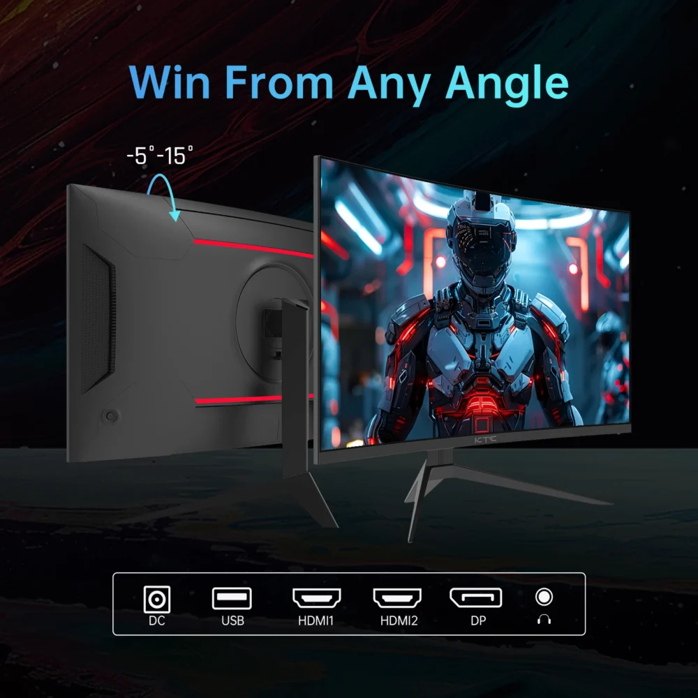 KTC 32 inch 240Hz Curved Gaming Monitor 1500R 1080P 125% sRGB 1ms, Freesync/G-sync HDR10,HDMI/DP/USB Ports VESA,Tilt Adjustable,