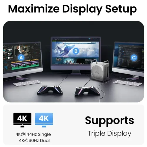 Acasis 40Gbps Mac Mini M4/M4 Pro USB-C Docking Station 4K/144HZ TF/SD 4.0 & Dual-bay M.2 NVMe Slot 16TB Storage for Office Work