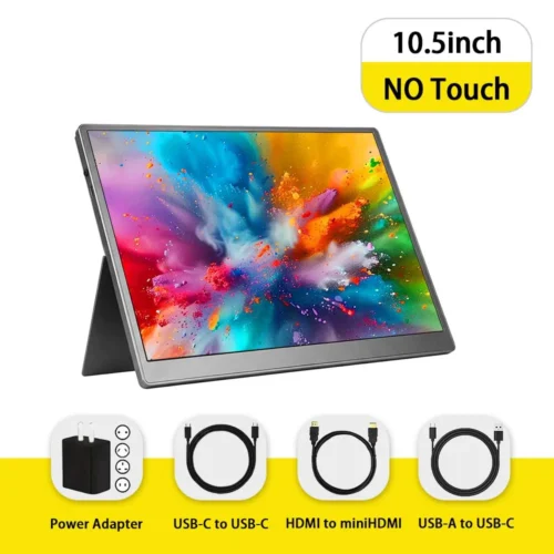 Portable 10.5 inch Monitor USB-C HDMI 100%sRGB VESA 1080 IPS LCD Screen Small Display with Speaker for PC Computer Windows
