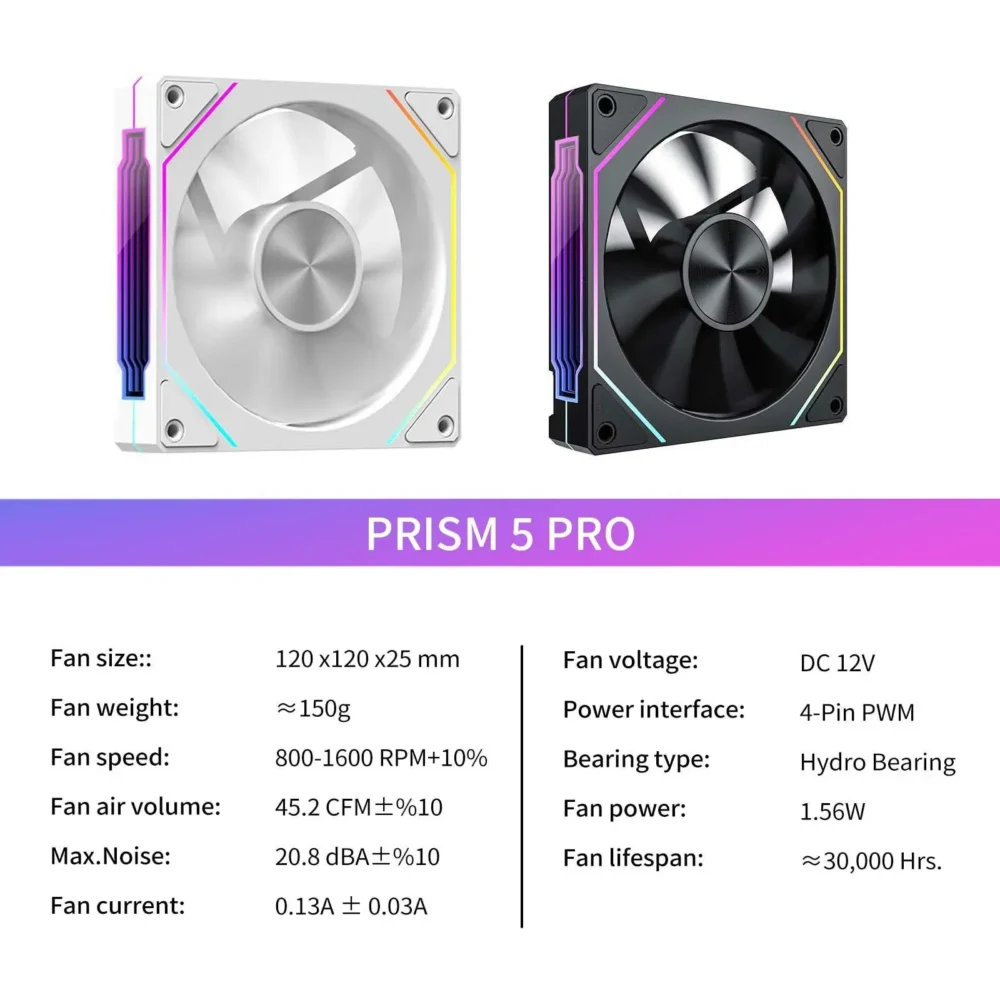 LDPCSJ Prism 5 pro 120mm RGB Fan ARGB PC Case Ventiladores 4PIN PWM 5V-3PIN CPU Water Cooler Gaming PC Cooling Kit RGB Fans