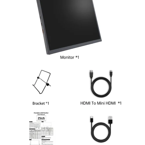 ZSUS 10.5-Inch Portable Monitor 1280P 100%sRGB 15:10 Low Blue Light For XBox PS4 / 5 Switch Cell Phone PC Loptop Extension
