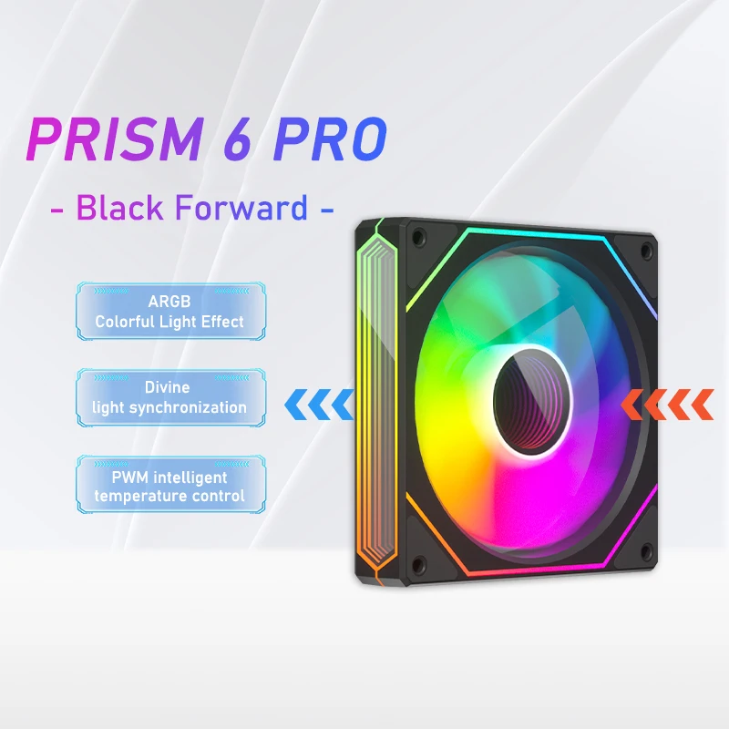 Zezzio Prism 6 PRO 120mm PC Case Fan ARGB 12V 4PIN PWM Air Cooler CPU Cooling Fan 3-sided Infinite MirrorCompute Chassis Fan