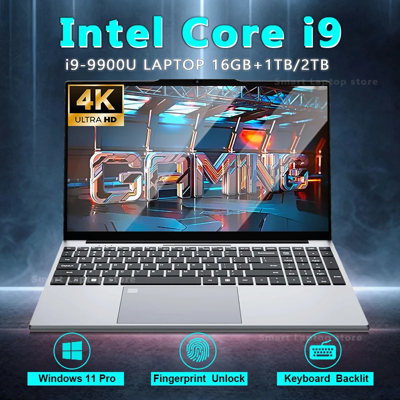 2026 15.6" Intel Core i9 9900U Laptop Computer PC Windows 11 Pro 16GB RAM 1TB 2TB SSD Laptops Office Fingerprint Unlock Game PC