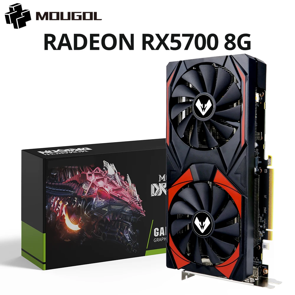 MOUGOL NEW AMD Radeon RX5700 8GB Graphics Card GDDR6 Memory PCIE4.0x16 DPx3 256Bit Gaming Video Card for Desktop Computer