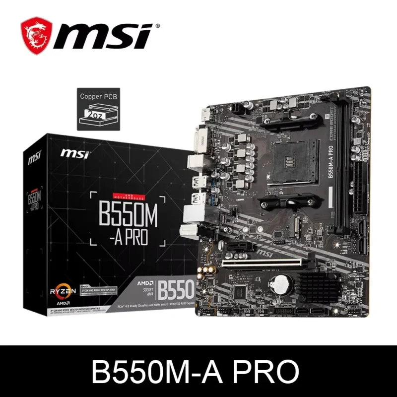 MSI B550M-A PRO AMD Gaming Motherboard AM4 DDR4 M.2 Supports Ryzen CPU R3 R5 R7 5000&3000 Series Desktop Computer Mainboard