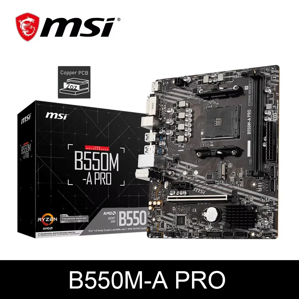 MSI B550M-A PRO AMD Gaming Motherboard AM4 DDR4 M.2 Supports Ryzen CPU R3 R5 R7 5000&3000 Series Desktop Computer Mainboard