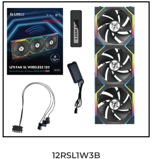 LIAN LI UNI FAN SL Wireless 120 Single Pack , Reverse Blade Triple Pack, LCD 120 Single Pack, Case fan, water cooled fan