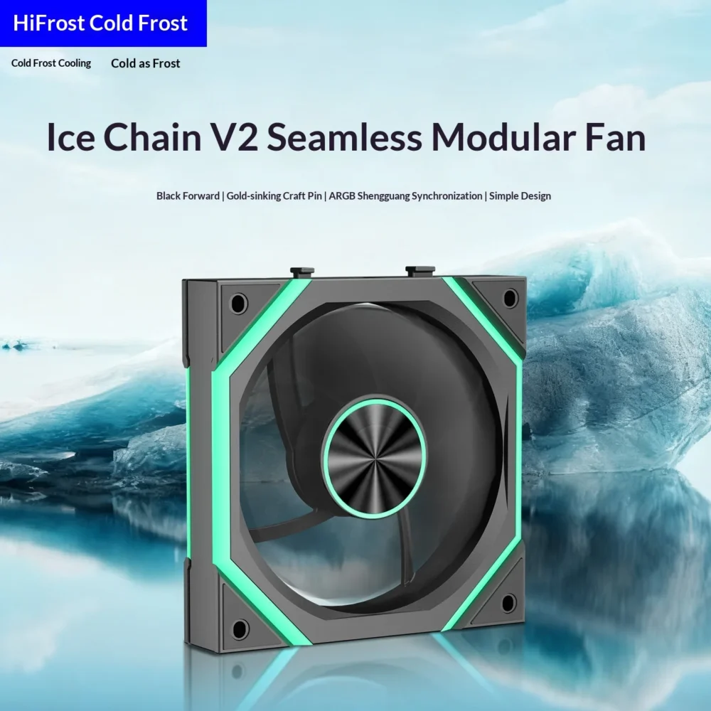 Hifrost Ice Chain Modular 120mm ARGB PC Case Cooling Fans Wireless Thermostatic Sync Lighting For Gaming Chassis CPU Cooler
