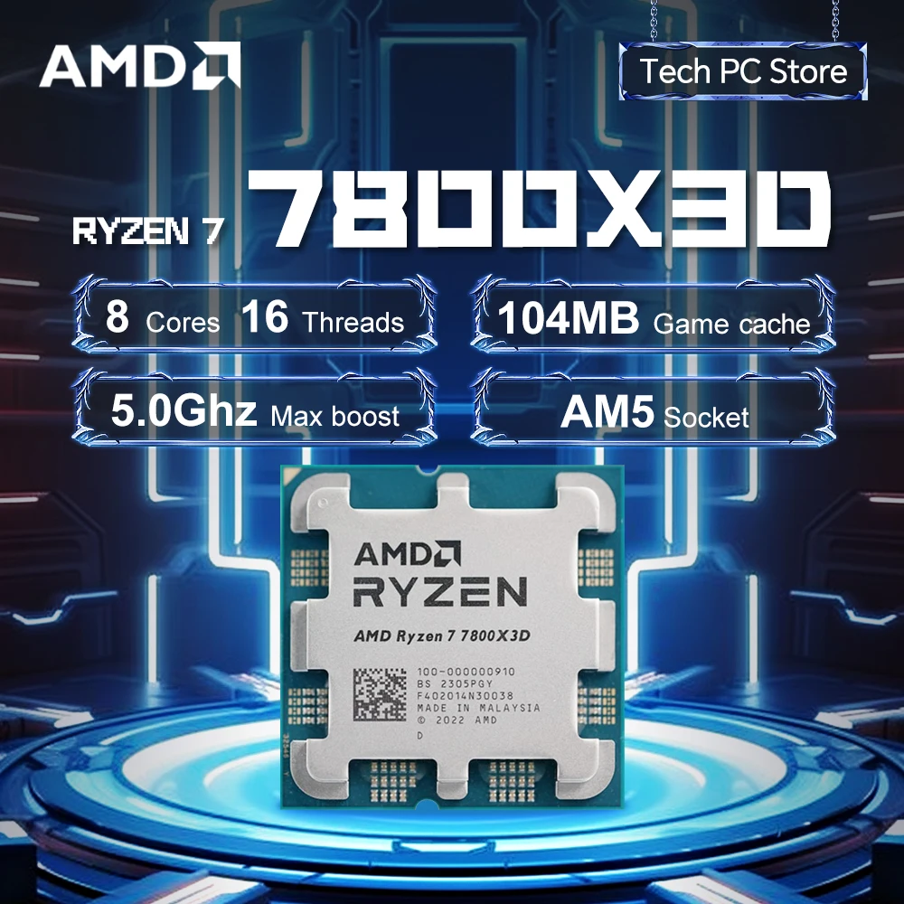 AMD Ryzen 7 7800X3D 4.2GHz L3=96M Processor 8-Core 16-Thread R7 7800X3D 120W Socket AM5 5NM DDR5 NEW but No Fan