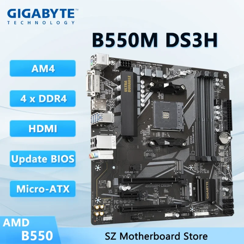 GIGABYTE B550M DS3H AM4 motherboard AMD B550 CPU compatible Ryzen 5 5600G/5600X 7 5700G/7 5800X 3 4350G ram ddr4 SATA Micro ATX