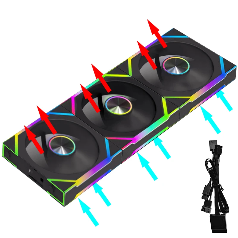 JUMPEAK DS120 Face-Changing ARGB Cooling Fan 360mm 240mm Modular Stackable Splicing 120mm RGB Fans For Gaming PC Case CPU Cooler