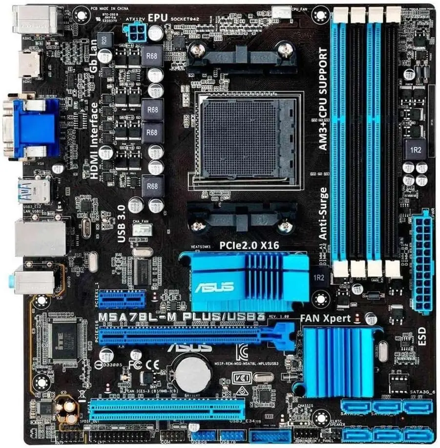 ASUS M5A78L-M PLUS/USB3 ‎Socket AM3+ Motherboard AMD 760G/780L DDR3 ‎8GB USB2.0 DVI support FX-6300 8300 Phenom IIX4 820 cpu