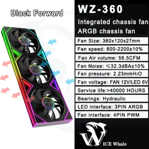 ICE Whale WZ-120/240/360 PC Case Fan  ARGB Motherboard Sync combination structure Cold Exhaust Cooling Fan ventilador