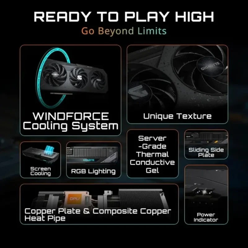 Radeon RX 9060 XT Gaming OC 16G Graphics Card, PCIe 5.0, 16GB GDDR6, GV-R9060XTGAMING OC-16GD Video Card