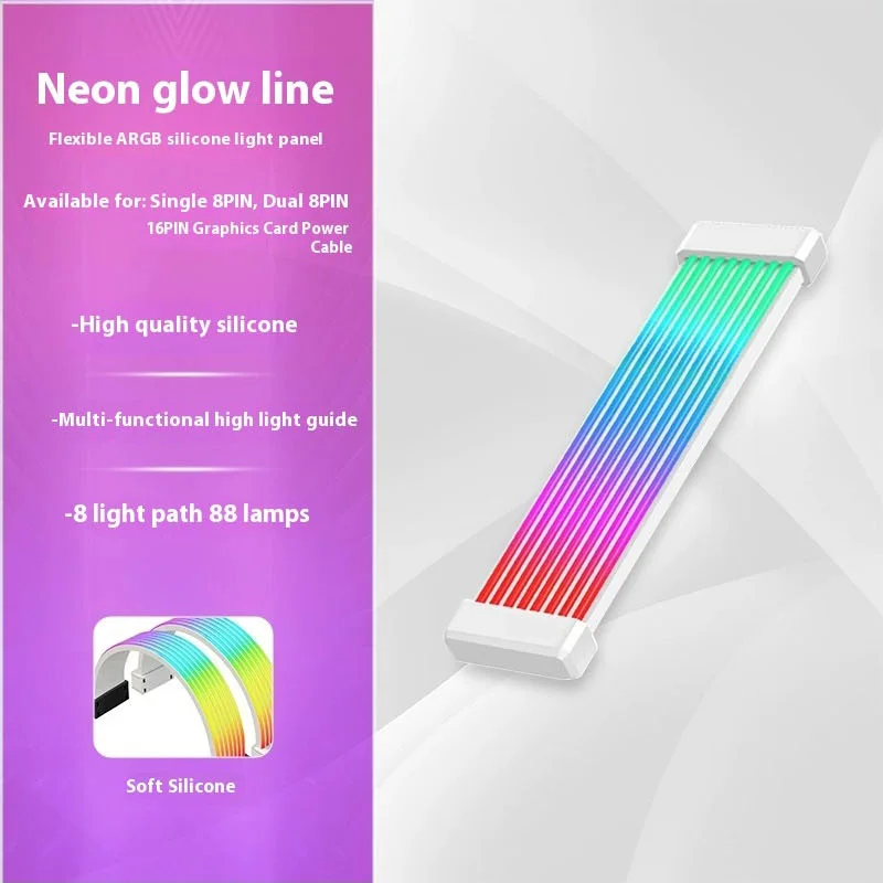 5V 3Pin ARGB Sync PC Cable 8/24PIN Motherboard Power Extension Cable Flexible LED Strip Light DIY Kit for Computer Power Supply