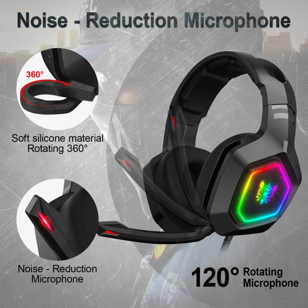 ONIKUMA K10 Wired Gaming Headset 3.5mm Wired Headset Noise Canceling Microphone Stereo Surround Sound Headset For PC PS5