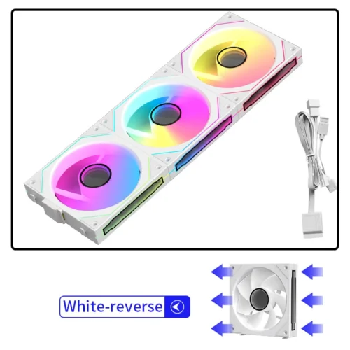 Coolcirc Cableless PC Case Fan 12V/4Pin PWM 800-1800RPM Silent 5V/3Pin ARGB Triple Pack 120mm Ventilator Use for Water Cooling