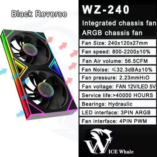 ICE Whale WZ-120/240/360 PC Case Fan  ARGB Motherboard Sync combination structure Cold Exhaust Cooling Fan ventilador
