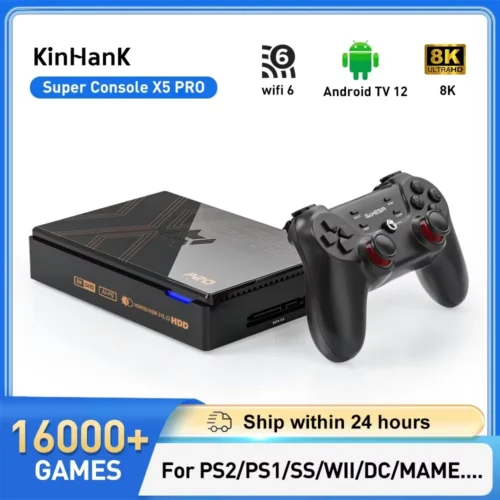 Kinhank Super Console X5 PRO Retro Video Game Consoles Plug and Play 320G/4T with 10000+ Games for PS2/WII/SS/DC/N64/MAME