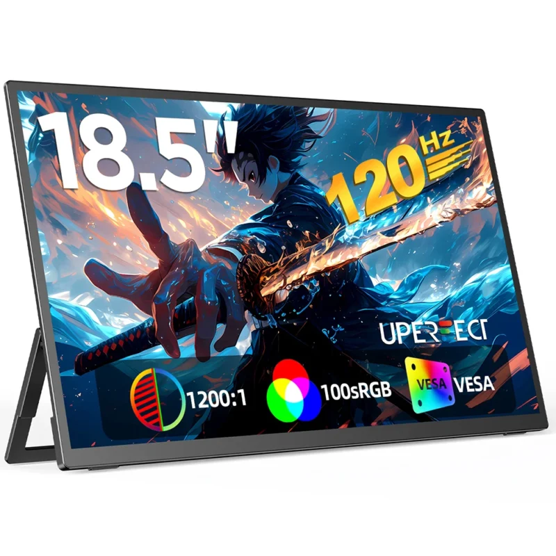 UPERFECT 18.5" 120Hz Portable Monitor 100% sRGB 1080P FreeSync IPS Speakers USB C Mini HDMI Gaming Display For Phone NS PS5 XBOX