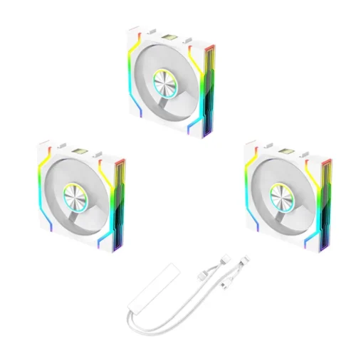 (BAAY) ARGB Cooling Fan 120mm PWM Silent Modular Stackable Splicing RGB Fans for Gaming PC Case Water Cooler Radiator B