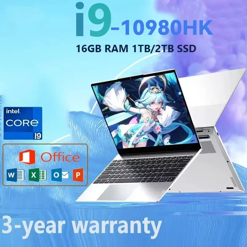 2026 14.1” Gaming i9 Laptop Windows 11 Intel Core i9-10980hk 16GB RAM 1/2TB M.2 SSD Laptops 4K HD Gaming Notebook Desktop PC