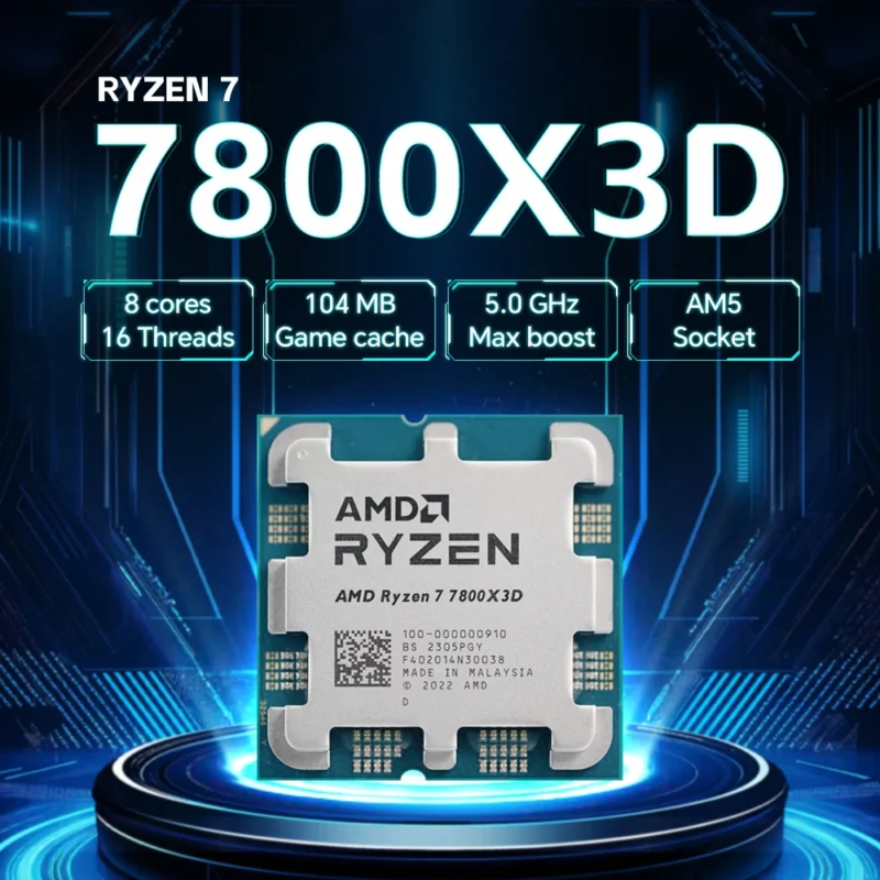 AMD Ryzen 7 7800X3D 8-Core 16-Thread B650 5NM 4.2GHz Socket AM5 L3=96M R7 7800X3D Processor 120W DDR5 No Fan