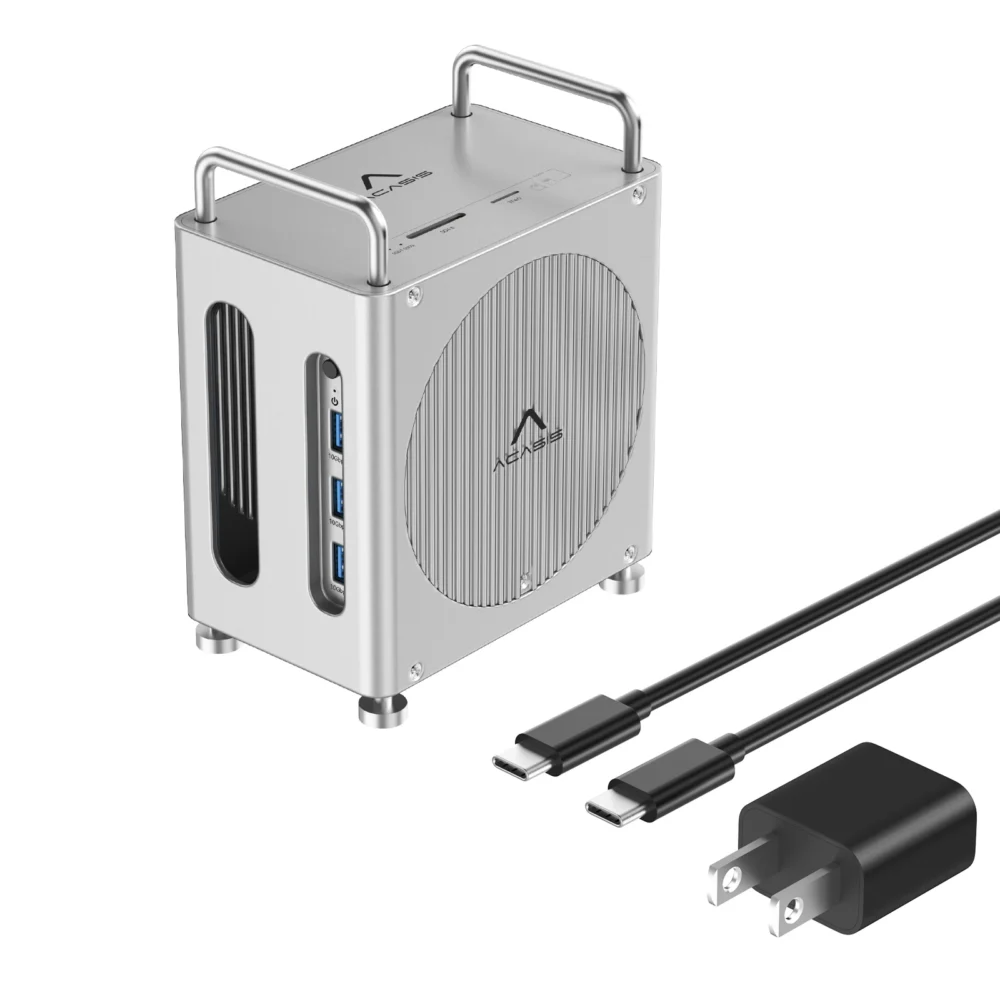 Acasis 40Gbps Mac Mini M4/M4 Pro USB-C Docking Station 4K/144HZ TF/SD 4.0 & Dual-bay M.2 NVMe Slot 16TB Storage for Office Work