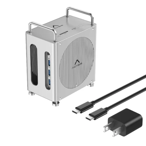 Acasis 40Gbps Mac Mini M4/M4 Pro USB-C Docking Station 4K/144HZ TF/SD 4.0 & Dual-bay M.2 NVMe Slot 16TB Storage for Office Work