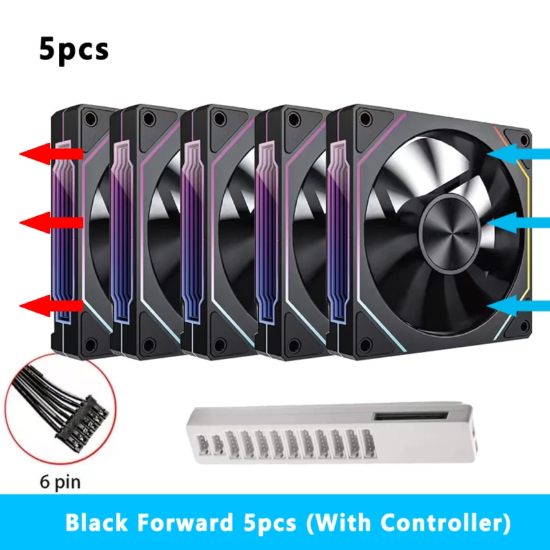 Prism 5 PRO 120mm Fan 6pin RGB Pc Case Ventiladores Computer Chassis Fan Water Cooler PC Gamer Cooling Kit Fan Ventilador