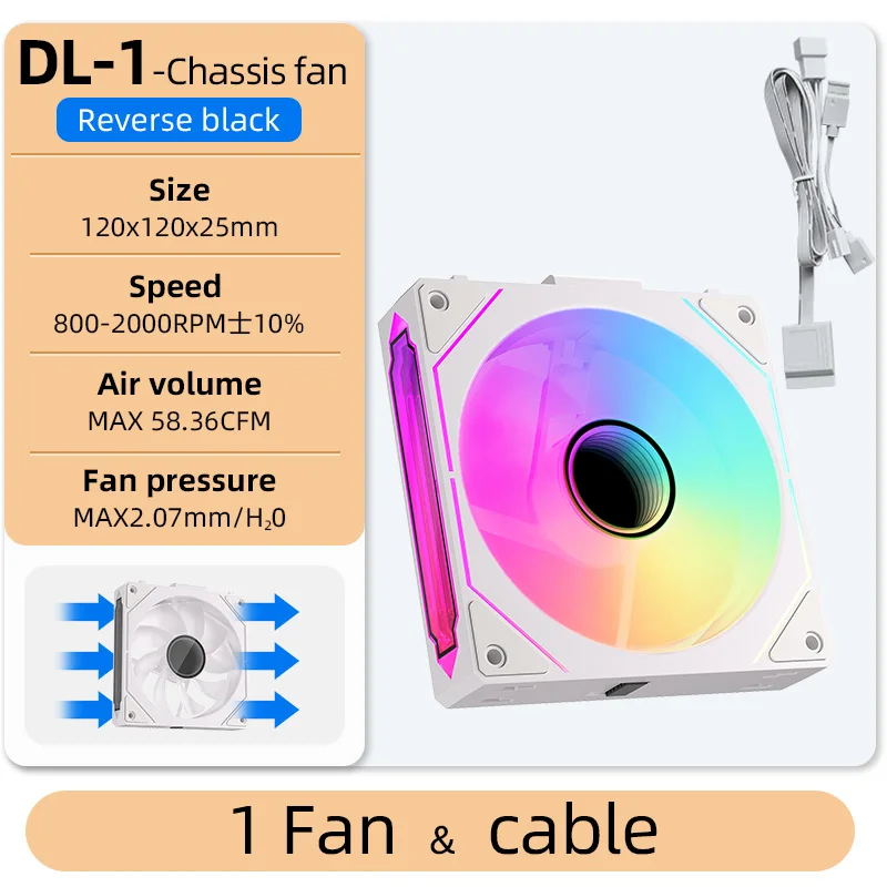 Coolcirc DL-1 120mm PC Case Fan 800-2000rpm PWM Hydro Bearing Silent 5V3Pin ARGB Water Cooler Magic Cableless Cooling Ventilator