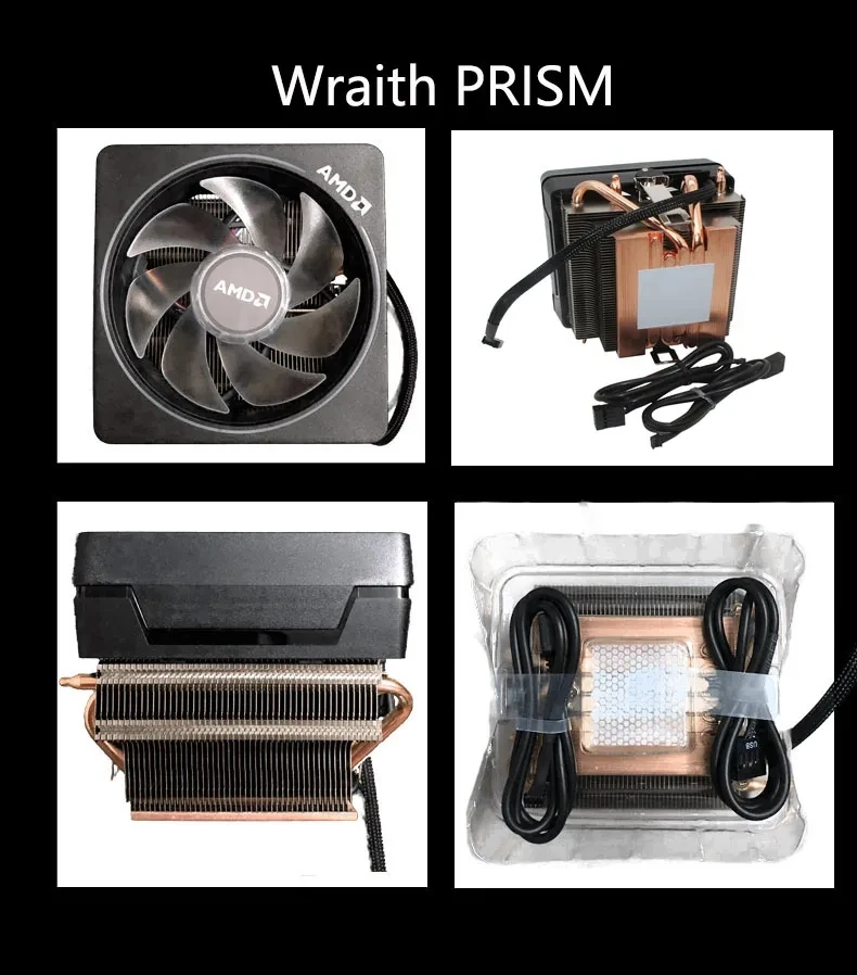 AMD New Ryzen Wraith Cooler Wraith Prism Fan Original 4 PIN Can support R3 R5 R7 R9 CPU Can support AMD Motherboard