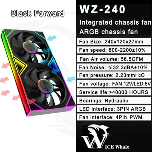ICE Whale WZ-120/240/360 PC Case Fan  ARGB Motherboard Sync combination structure Cold Exhaust Cooling Fan ventilador