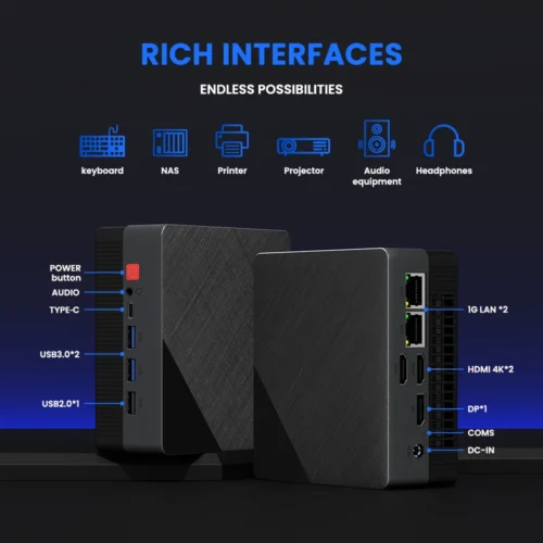 ZXIPC AMD Ryzen5 5625U R7-7530 5800H Gaming Mini PC Computer Gaming Pocket Dual LAN WIFI6 BT 5.2  NUC Office DDR4 NVMe