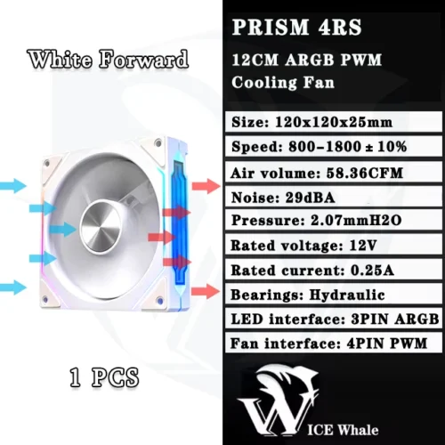 ICE Whale Prism 4RS ARGB PC Case Fan 120mm Infinity Mirror Design Motherboard Lighting Sync 4PIN PWM CPU Cooler Fan ventilador
