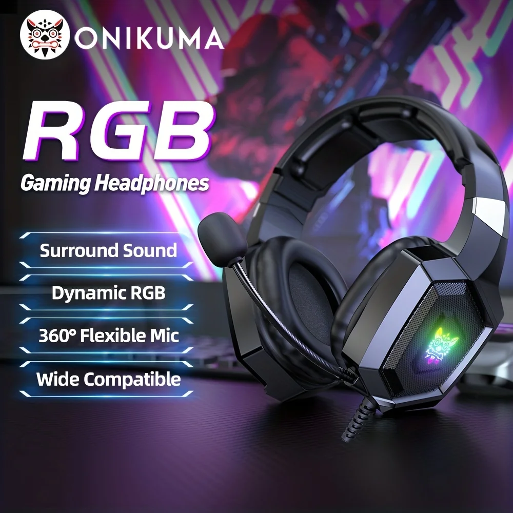 ONIKUMA Professional Gaming Headset Gaming Set RGB Lighting Mouse or Keyboard or Headset Stand or Wired Headset