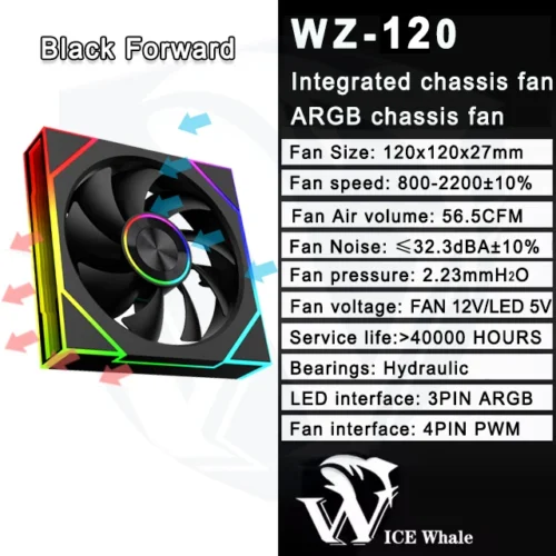 ICE Whale WZ-120/240/360 PC Case Fan  ARGB Motherboard Sync combination structure Cold Exhaust Cooling Fan ventilador
