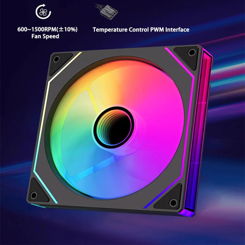 14cm ARGB Infinity Mirror PC Case Fan – 140mm Cooling Fan with PWM Silent Fan for Computer Case, CPU Cooler, Radiator