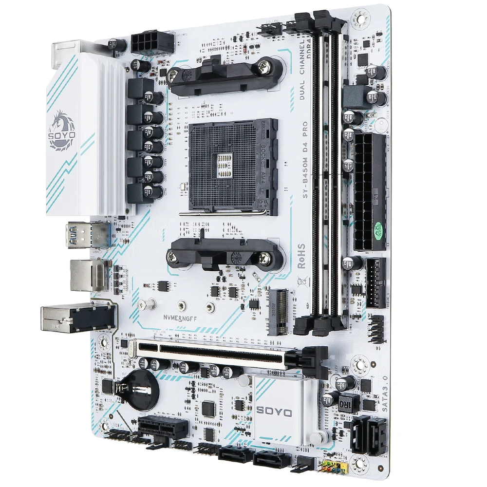 SOYO AMD B450M Game Motherboard DDR4 Memory AM4 M.2 NVME Desktop Computer components CPU PCIE3.0 X16 SATA3.0 8PIN USB HDMI VGA