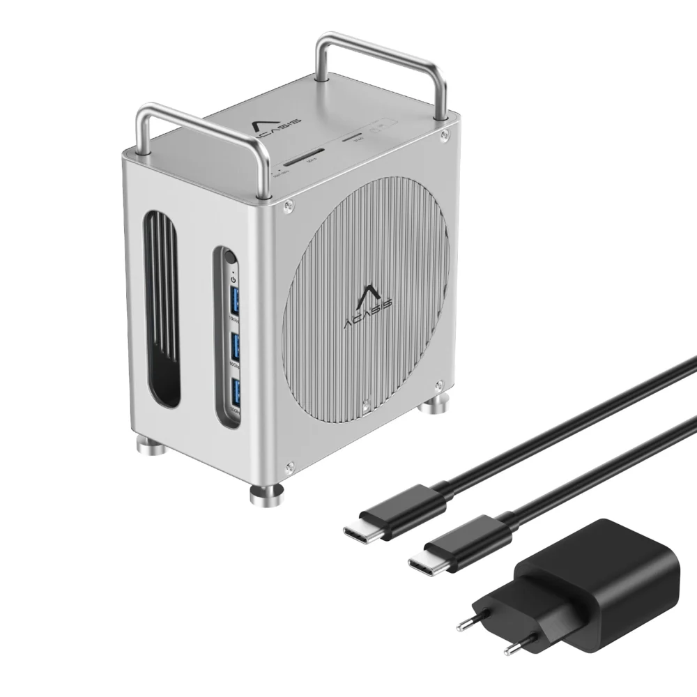 Acasis 40Gbps Mac Mini M4/M4 Pro USB-C Docking Station 4K/144HZ TF/SD 4.0 & Dual-bay M.2 NVMe Slot 16TB Storage for Office Work