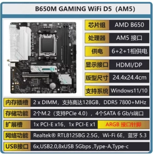 B650M AORI ELITE AX ICE D5 Gaming Motherboard - Bundle with AMD Ryzen 7800X3D CPU